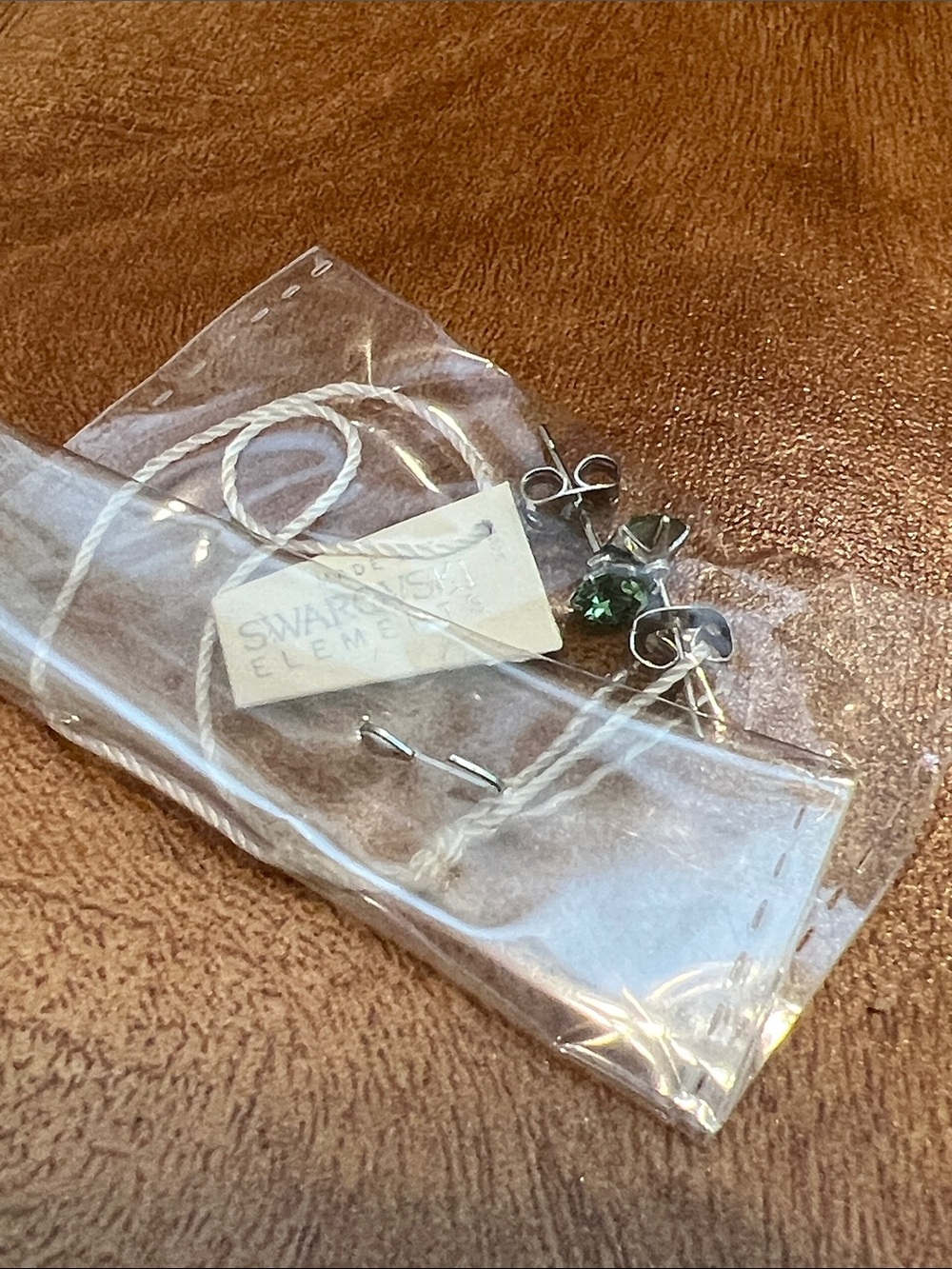 Swarovski Silver Stud Earrings with Emerald Green Crystals